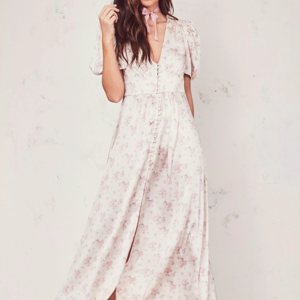 NWT! LoveShackFancy Stacy silk dress in “charm” pattern